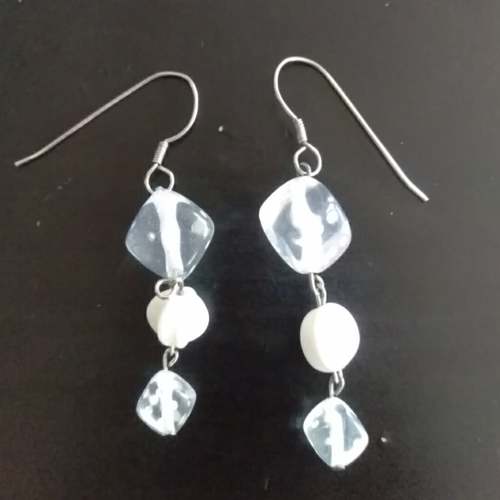 White/Clear Dice Earrings